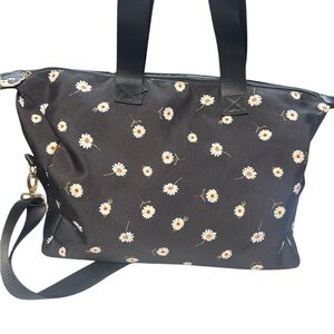Alice + Olivia Daisy Print Weekend Duffel Bag By Stacey Bendet 16" x 11" Black